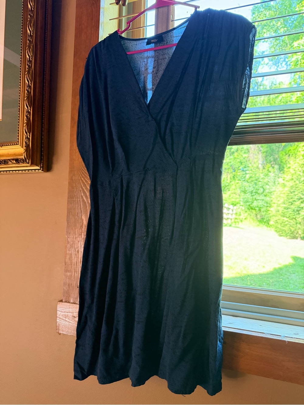 Mossimo Supply Co. Blue w/ black polka dot Midi Dress Faux Wrap Front- REDUCED